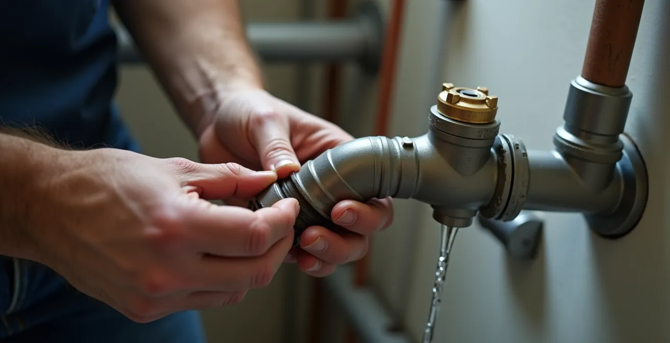 Image illustrant un clapet anti-retour installé sur la tuyauterie d'un sous-sol résidentiel au Québec