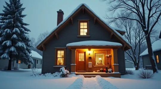 Illustration symbolique d'une maison québécoise avec éléments de plomberie visibles en or, représentant la valeur cachée de l'entretien de plomberie.