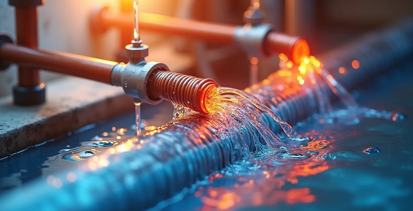 Schéma détaillé d'un système de récupération de chaleur des eaux de drainage dans une maison québécoise.